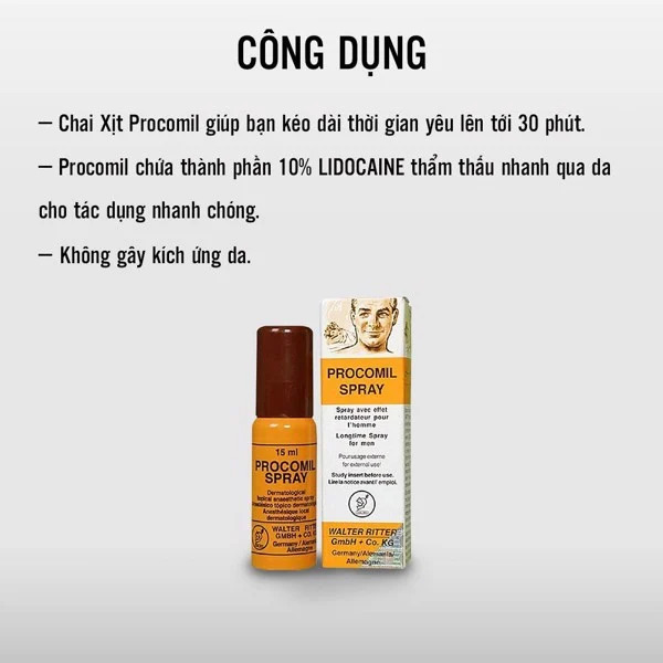 Chai xịt trị xuất tinh sớm Procomil Spray Của Đức