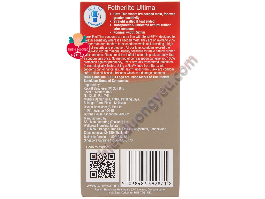 Hộp Bao cao su Durex Fetherlite Ultima Siêu mỏng 52mm