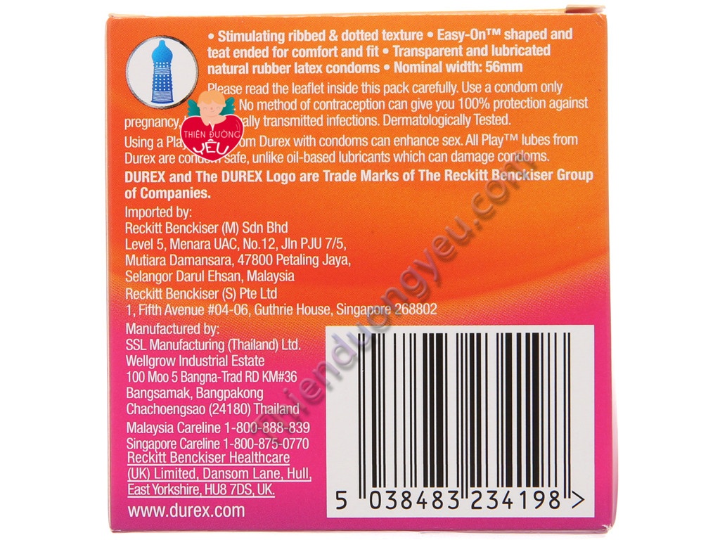 Hộp Bao Cao Su Durex Pleasuremax Gân Gai 3 Cái